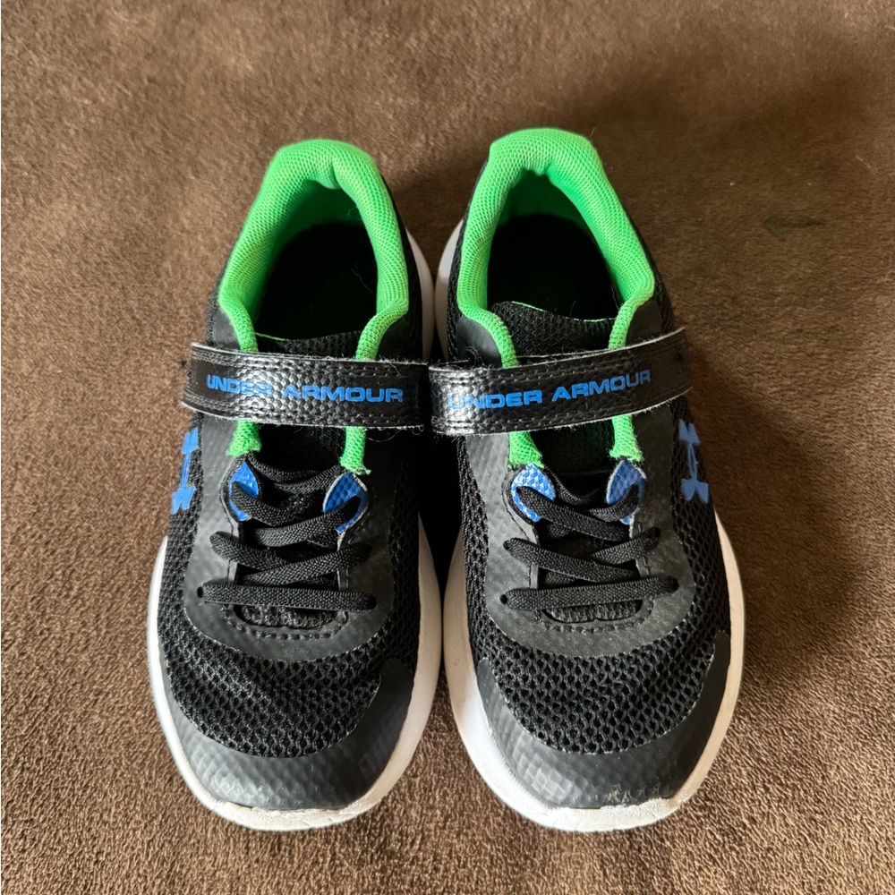 Under Armour Kids Black, Green & Blue Hook-and-Loop Sneakers